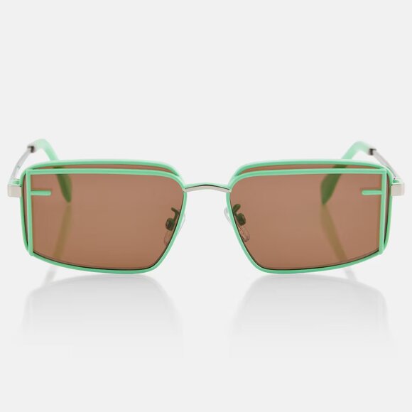 Fendi First Sight Green Rectangular Sunglasses - Picture 1 of 2